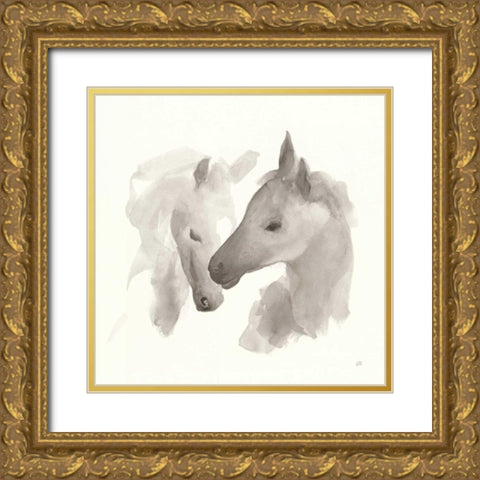 Nuzzling I Gold Ornate Wood Framed Art Print with Double Matting by Paschke, Chris