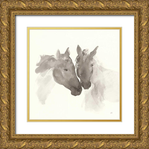 Nuzzling II Gold Ornate Wood Framed Art Print with Double Matting by Paschke, Chris