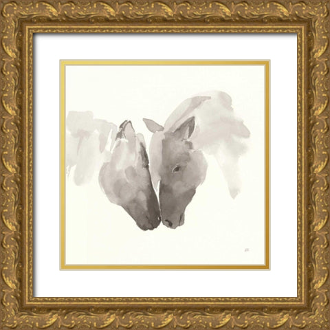 Nuzzling III Gold Ornate Wood Framed Art Print with Double Matting by Paschke, Chris