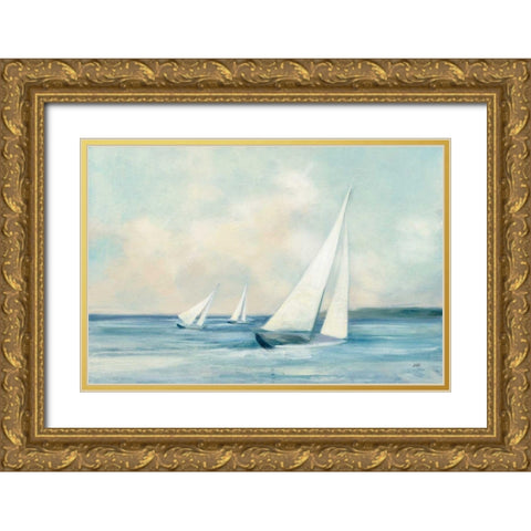 Sailboats at Sunrise Gold Ornate Wood Framed Art Print with Double Matting by Purinton, Julia