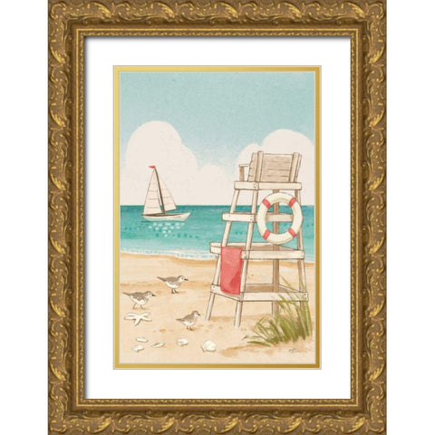 Beach Time III Vertical NW Gold Ornate Wood Framed Art Print with Double Matting by Penner, Janelle