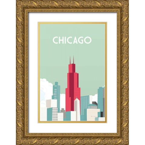 Chicago Gold Ornate Wood Framed Art Print with Double Matting by Escalante, Omar