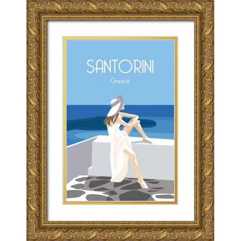 Santori Gold Ornate Wood Framed Art Print with Double Matting by Escalante, Omar