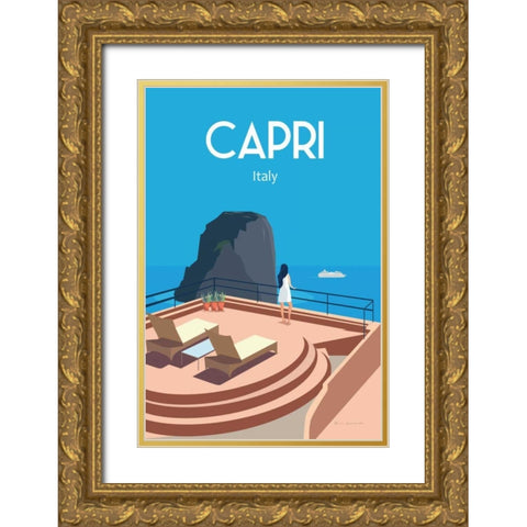 Capri Gold Ornate Wood Framed Art Print with Double Matting by Escalante, Omar