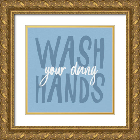 Bathroom Advice I Gold Ornate Wood Framed Art Print with Double Matting by Wild Apple Portfolio