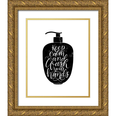 Wash Your Hands II Gold Ornate Wood Framed Art Print with Double Matting by Thorns, Becky