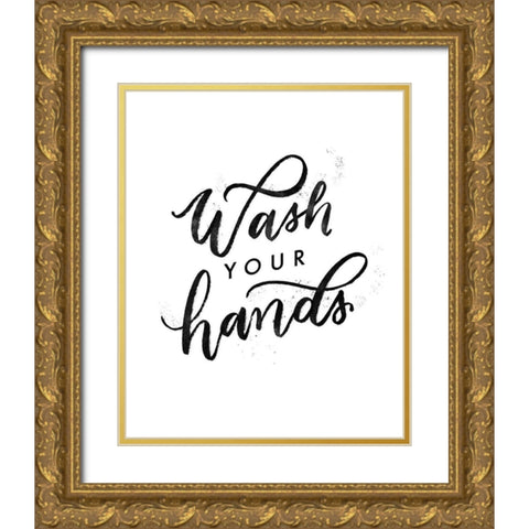 Wash Your Hands IV Gold Ornate Wood Framed Art Print with Double Matting by Thorns, Becky