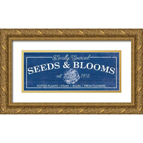 Flower Market II Classic Blue Gold Ornate Wood Framed Art Print with Double Matting by Wild Apple Portfolio