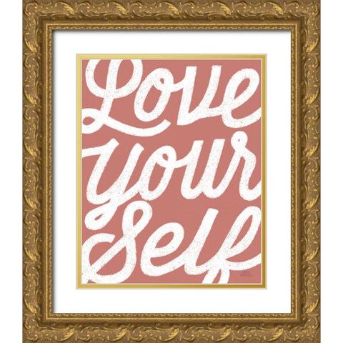 Positivity VIII Coral Gold Ornate Wood Framed Art Print with Double Matting by Marshall, Laura