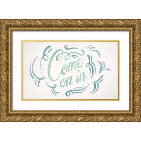 Come On In II Gold Ornate Wood Framed Art Print with Double Matting by Penner, Janelle