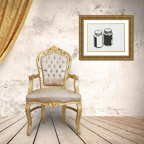 Retro Salt and Pepper Gold Ornate Wood Framed Art Print with Double Matting by Lovell, Kathrine