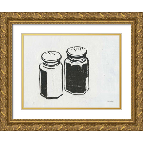 Retro Salt and Pepper Gold Ornate Wood Framed Art Print with Double Matting by Lovell, Kathrine