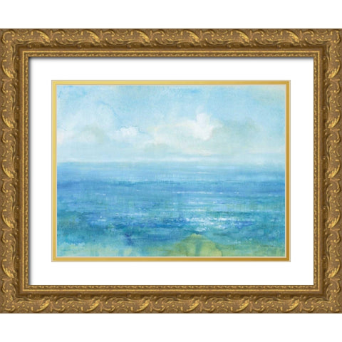 Sea Sparkle I Gold Ornate Wood Framed Art Print with Double Matting by Nai, Danhui