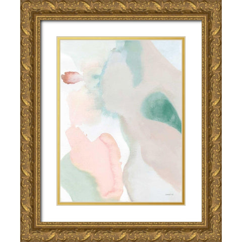 Sage and Pink Abstract II Gold Ornate Wood Framed Art Print with Double Matting by Nai, Danhui