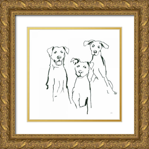 Lovable Mutts I Gold Ornate Wood Framed Art Print with Double Matting by Paschke, Chris