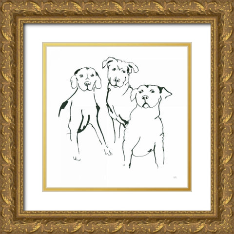 Lovable Mutts II Gold Ornate Wood Framed Art Print with Double Matting by Paschke, Chris