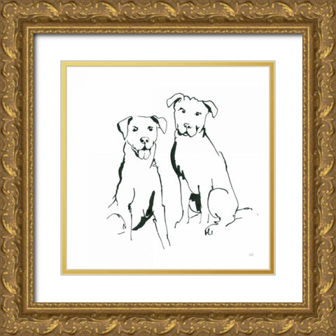 Lovable Mutts III Gold Ornate Wood Framed Art Print with Double Matting by Paschke, Chris