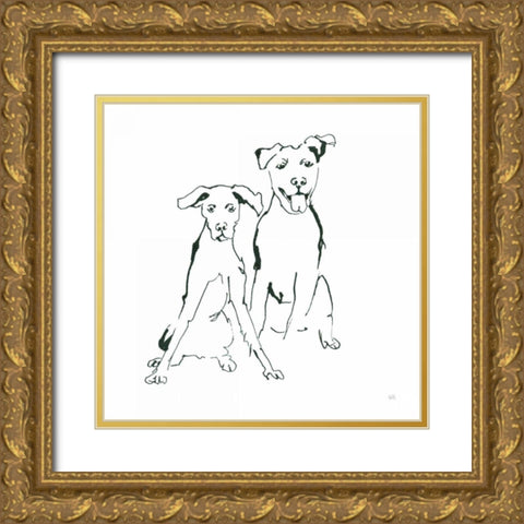 Lovable Mutts V Gold Ornate Wood Framed Art Print with Double Matting by Paschke, Chris
