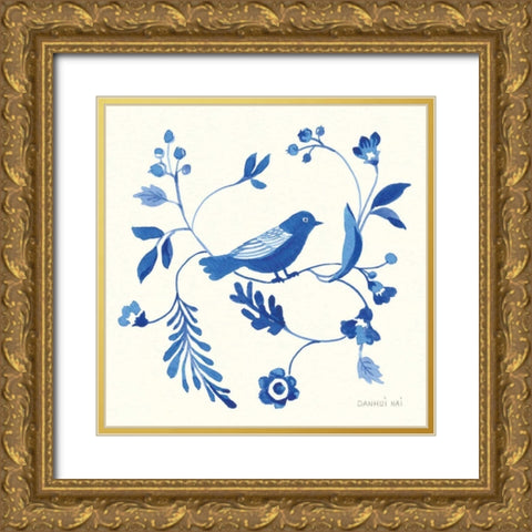 Songbird Celebration II Gold Ornate Wood Framed Art Print with Double Matting by Nai, Danhui