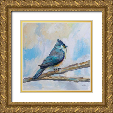 Titmouse Gold Ornate Wood Framed Art Print with Double Matting by Vertentes, Jeanette