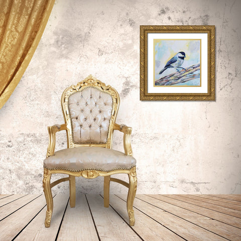 Chickadee Gold Ornate Wood Framed Art Print with Double Matting by Vertentes, Jeanette