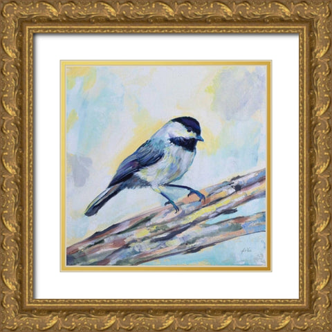 Chickadee Gold Ornate Wood Framed Art Print with Double Matting by Vertentes, Jeanette