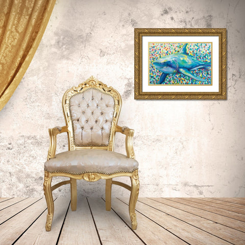 Chatham Shark Gold Ornate Wood Framed Art Print with Double Matting by Vertentes, Jeanette