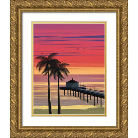 California No Words Gold Ornate Wood Framed Art Print with Double Matting by Escalante, Omar