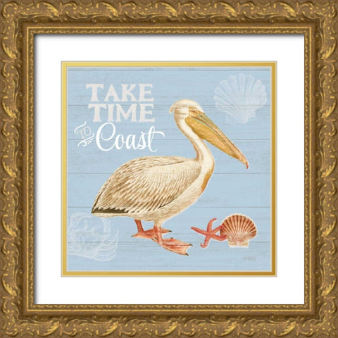 Bayside I Blue Gold Ornate Wood Framed Art Print with Double Matting by Pertiet, Katie