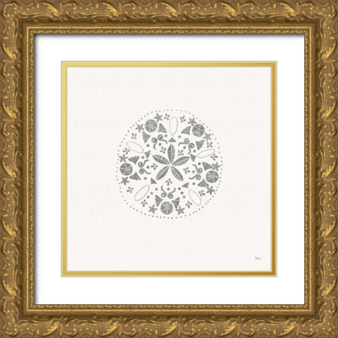 Sea Charms II no Words Silver Gold Ornate Wood Framed Art Print with Double Matting by Charron, Veronique