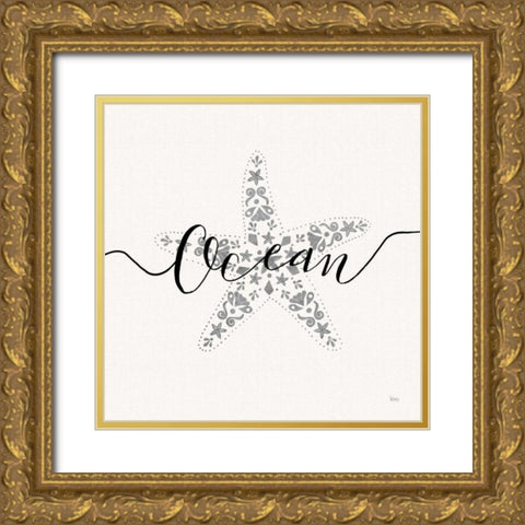 Sea Charms I Silver Gold Ornate Wood Framed Art Print with Double Matting by Charron, Veronique