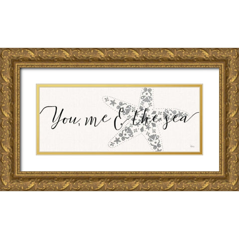 Sea Charms VI Silver Gold Ornate Wood Framed Art Print with Double Matting by Charron, Veronique