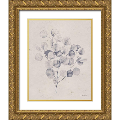 Soft Summer Sketches II Navy Gold Ornate Wood Framed Art Print with Double Matting by Wiens, James