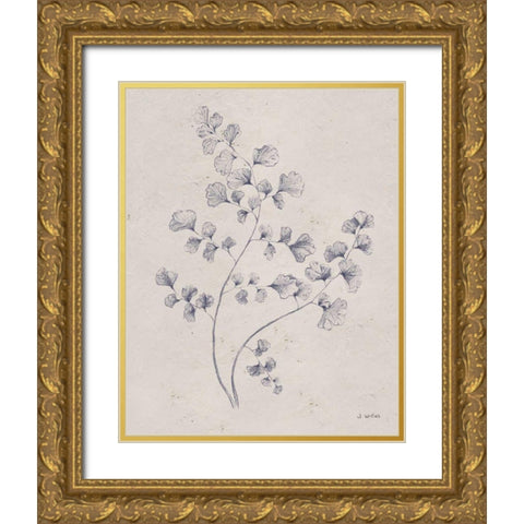 Soft Summer Sketches IV Navy Gold Ornate Wood Framed Art Print with Double Matting by Wiens, James
