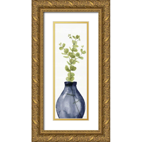 Mixed Greenery II Navy Gold Ornate Wood Framed Art Print with Double Matting by Audit, Lisa