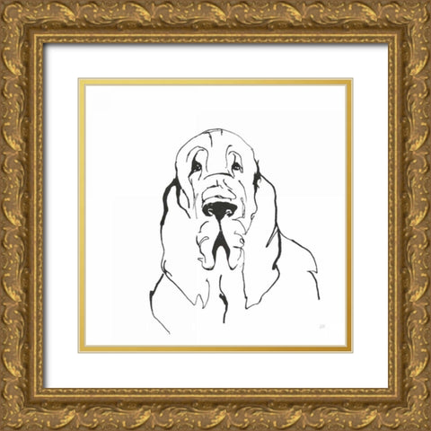 Line Dog Bloodhound II Gold Ornate Wood Framed Art Print with Double Matting by Paschke, Chris