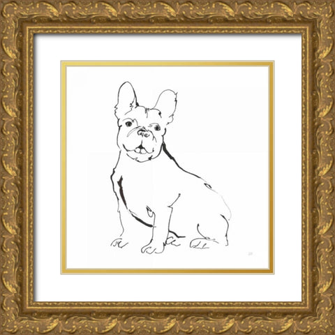 Line Dog French Bulldog II Gold Ornate Wood Framed Art Print with Double Matting by Paschke, Chris