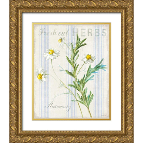 Floursack Herbs I Gold Ornate Wood Framed Art Print with Double Matting by Nai, Danhui