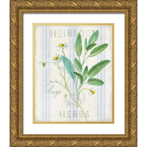 Floursack Herbs III Gold Ornate Wood Framed Art Print with Double Matting by Nai, Danhui