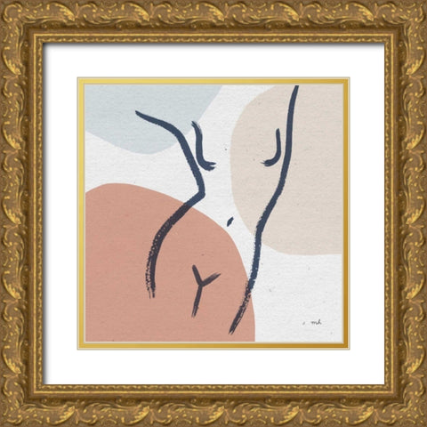 Line Figures I Gold Ornate Wood Framed Art Print with Double Matting by Hershey, Moira