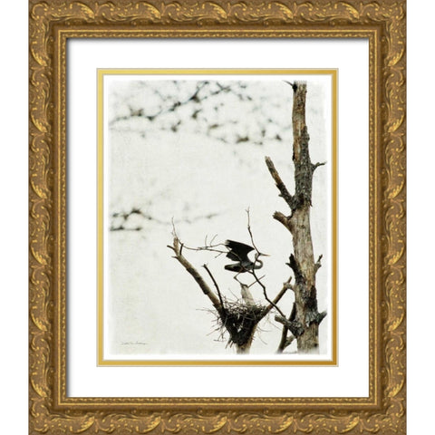 Poised Gold Ornate Wood Framed Art Print with Double Matting by Van Swearingen, Debra