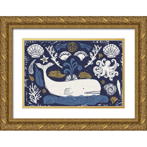 Primitive Sea I Dark Gold Ornate Wood Framed Art Print with Double Matting by Brissonnet, Daphne