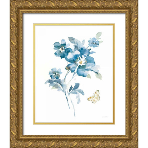 Blues of Summer I Gilded Gold Ornate Wood Framed Art Print with Double Matting by Nai, Danhui