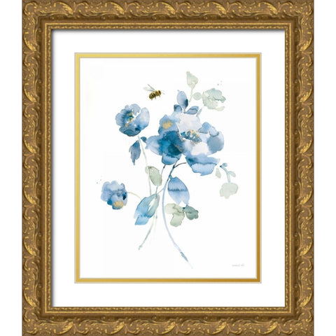 Blues of Summer III Gilded Gold Ornate Wood Framed Art Print with Double Matting by Nai, Danhui