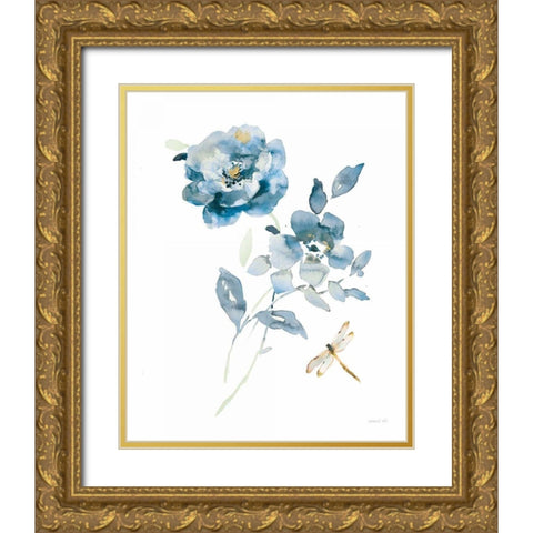 Blues of Summer IV Gilded Gold Ornate Wood Framed Art Print with Double Matting by Nai, Danhui