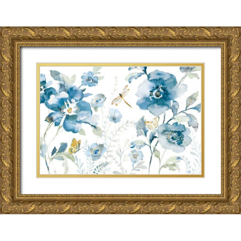 Blues of Summer V Gold Ornate Wood Framed Art Print with Double Matting by Nai, Danhui