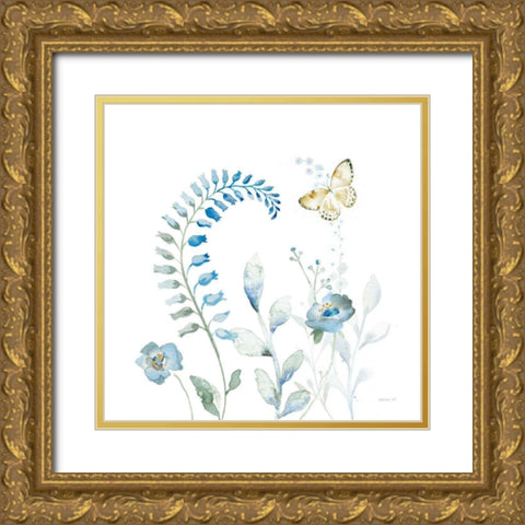 Blues of Summer VIII Gold Ornate Wood Framed Art Print with Double Matting by Nai, Danhui