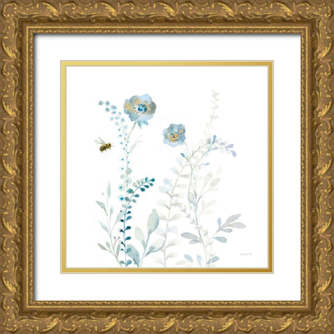 Blues of Summer IX Gold Ornate Wood Framed Art Print with Double Matting by Nai, Danhui