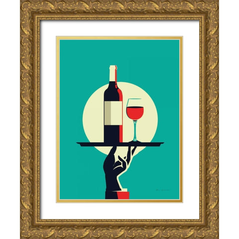 Red Wine Gold Ornate Wood Framed Art Print with Double Matting by Escalante, Omar