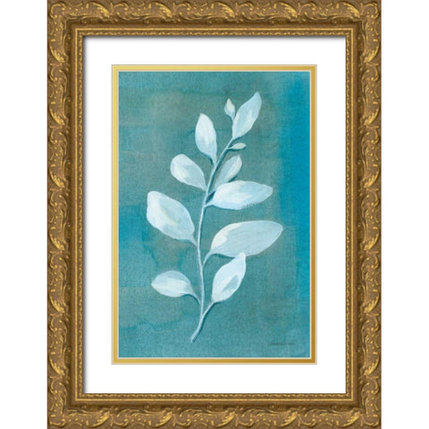 Cool Leaves I Gold Ornate Wood Framed Art Print with Double Matting by Nai, Danhui